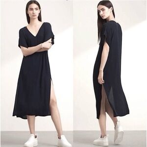 Aritzia Babaton navy shift overlay dress